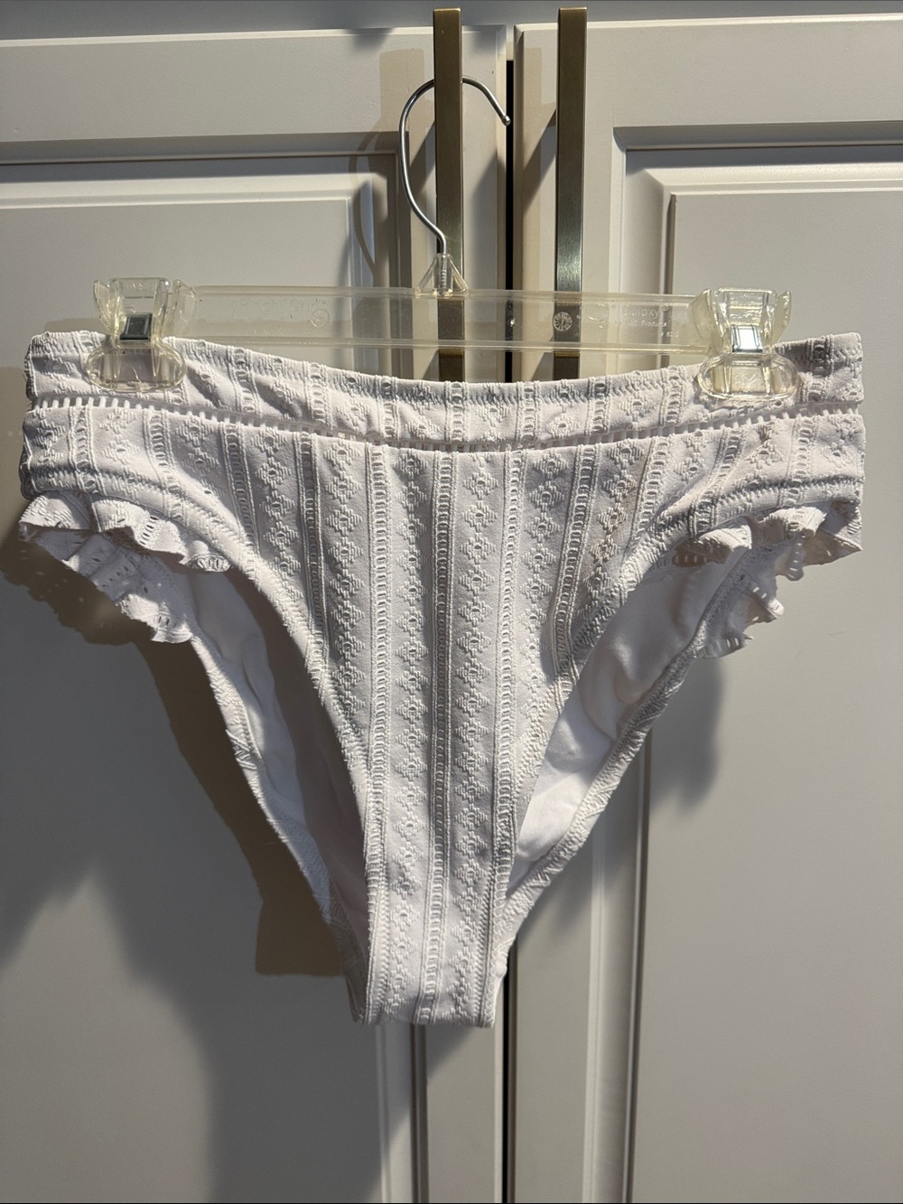 Jessica Simpson White Textured Ruffle Bikini Bottoms